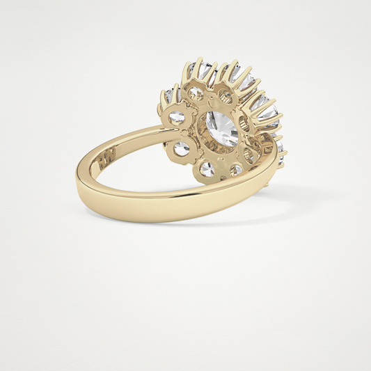 Round Cluster Lab Grown Diamond Engagement Ring