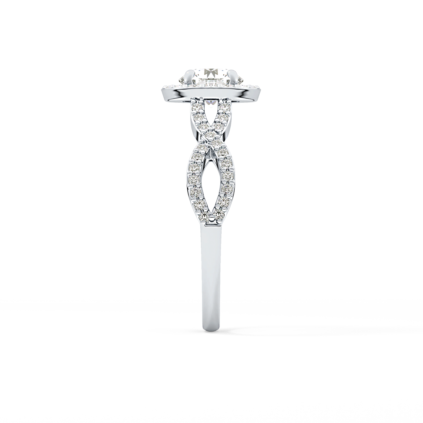 Round Halo & Twisted Pave Lab Grown Diamond Engagement Ring