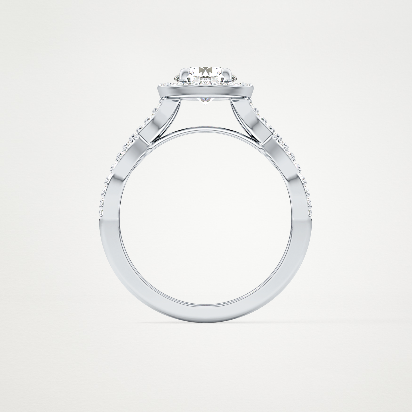 Round Halo & Twisted Pave Lab Grown Diamond Engagement Ring