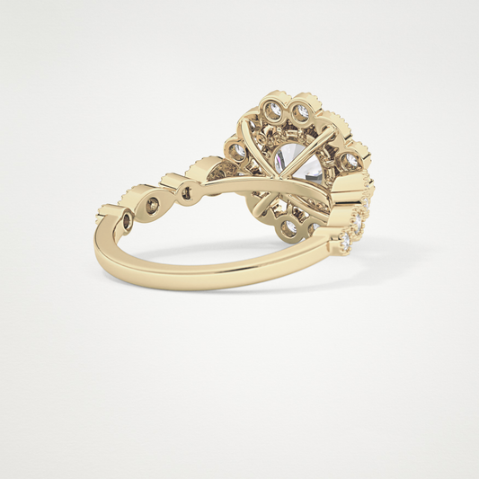 Round Halo & Pave Lab Grown Diamond Engagement Ring