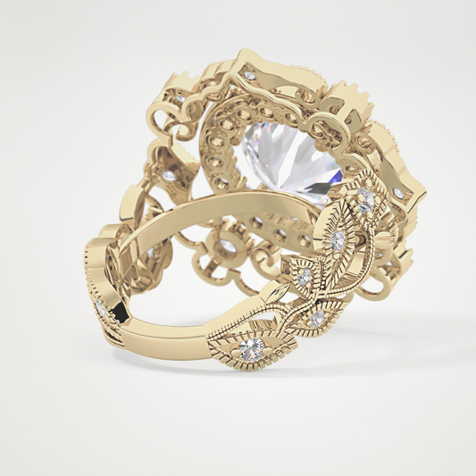 Round Vintage Cluster Lab Grown Diamond Engagement Ring