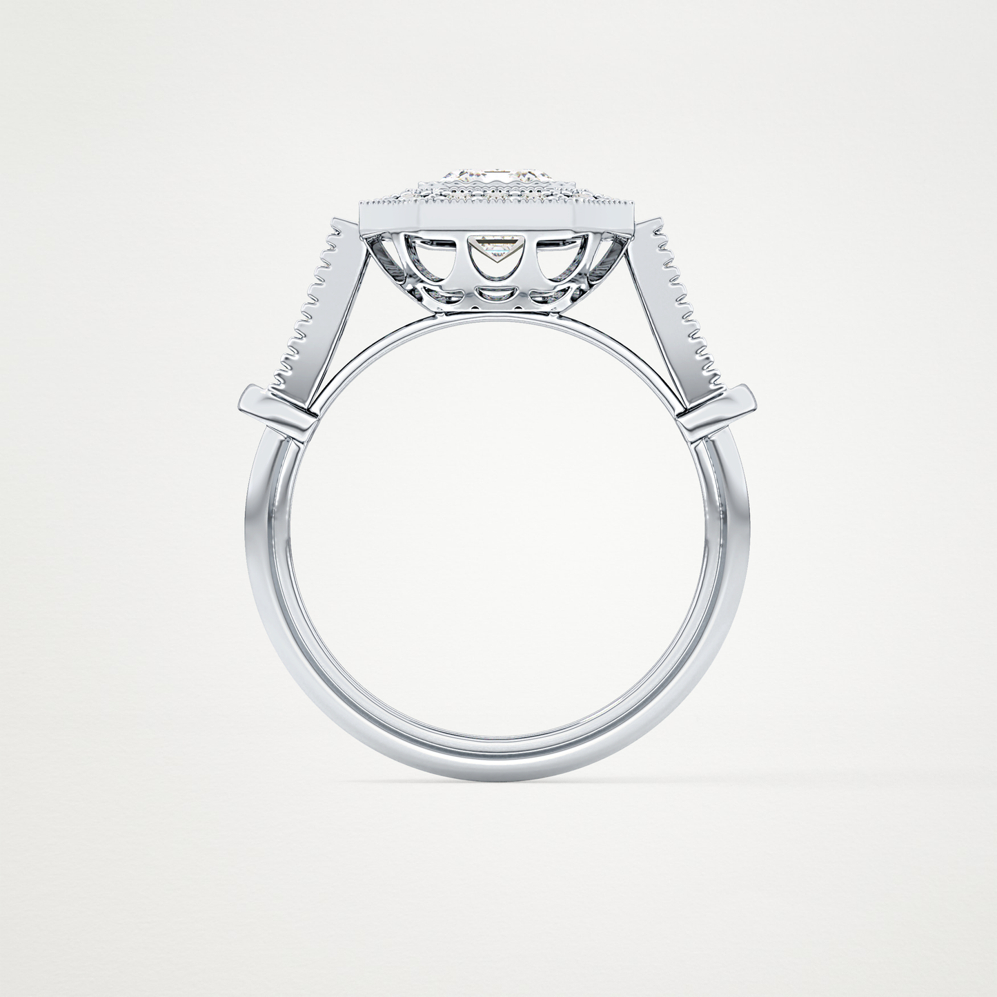 Emerald Cluster Lab Grown Diamond Engagement Ring