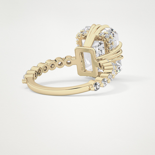 Emerald Hidden Halo & Pave Lab Grown Diamond Engagement Ring