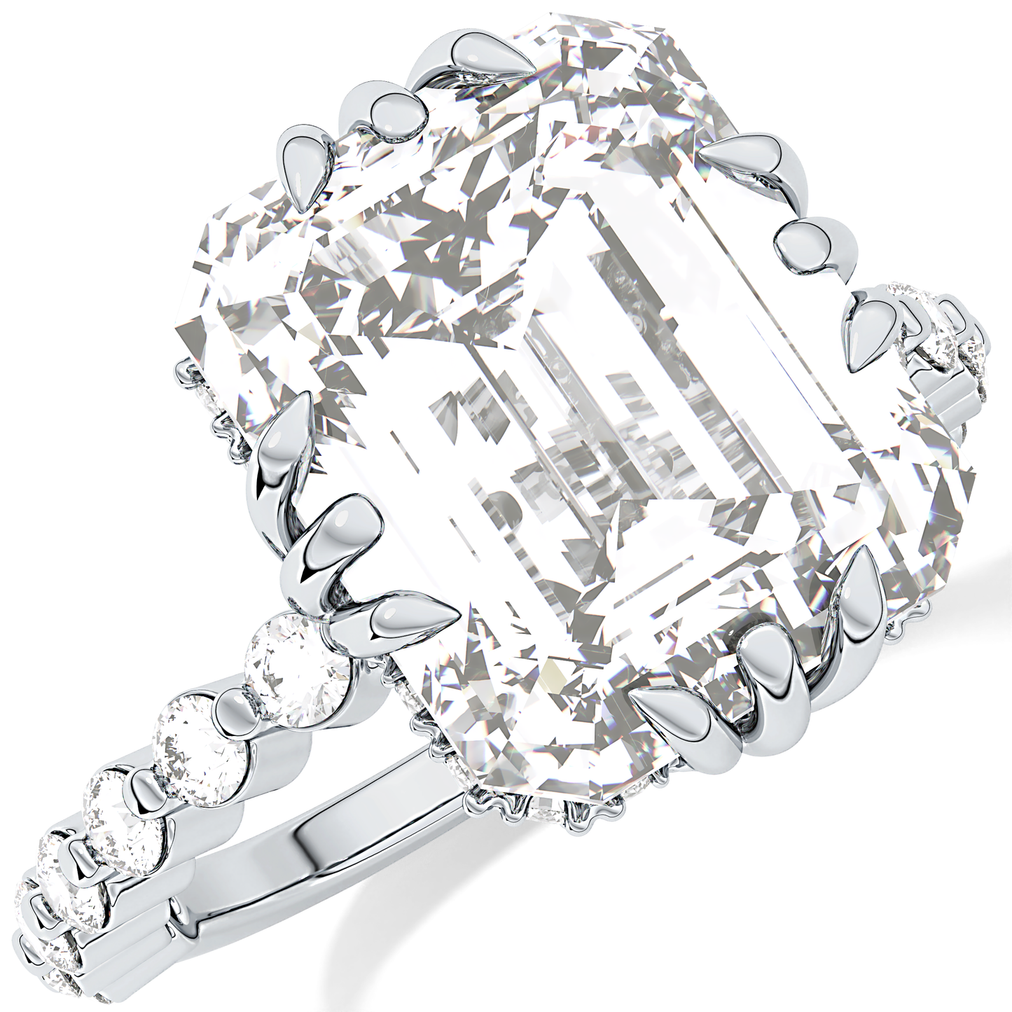 Emerald Hidden Halo & Pave Lab Grown Diamond Engagement Ring