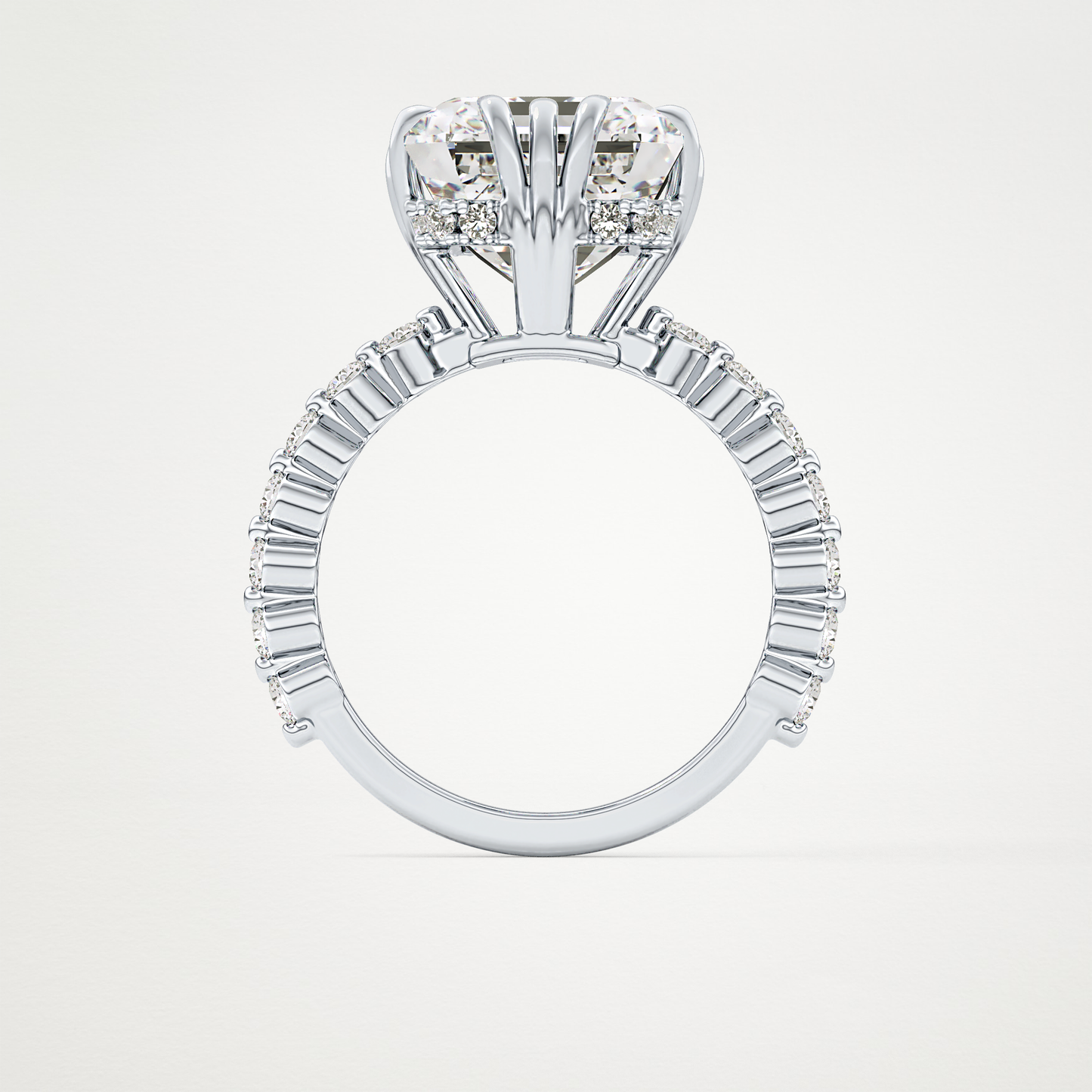 Emerald Hidden Halo & Pave Lab Grown Diamond Engagement Ring