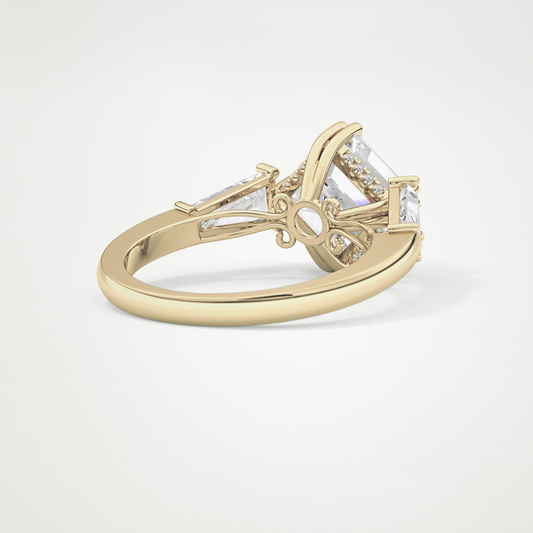 Asscher Three Stone Lab Grown Diamond Engagement Ring