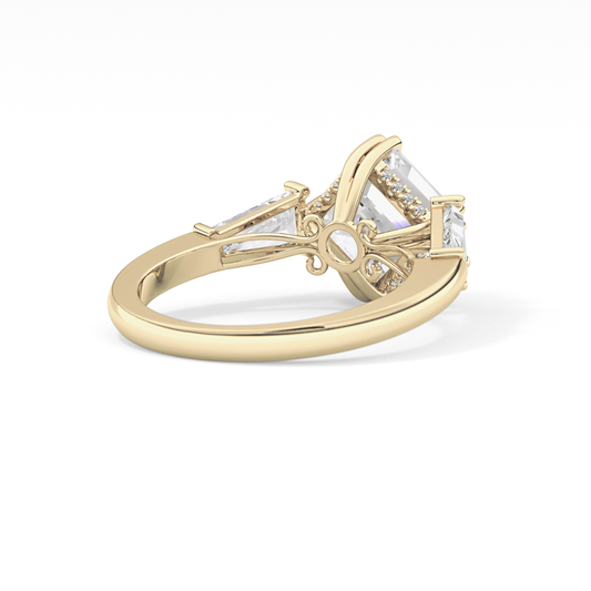 Asscher Three Stone Lab Grown Diamond Engagement Ring