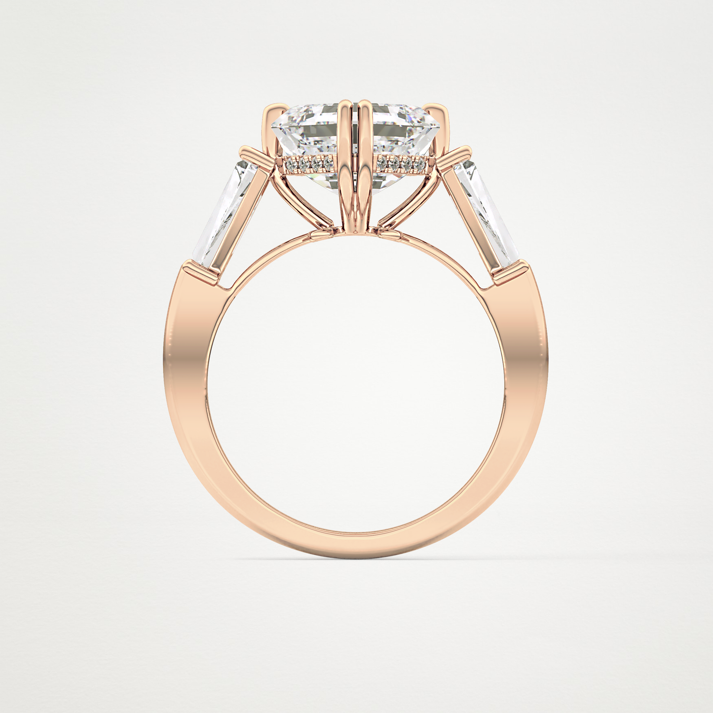 Asscher Three Stone Lab Grown Diamond Engagement Ring