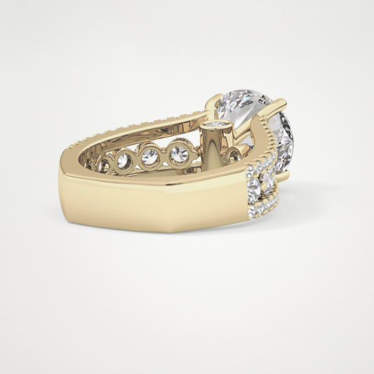 Round Split Shank & Pave Lab Grown Diamond Engagement Ring