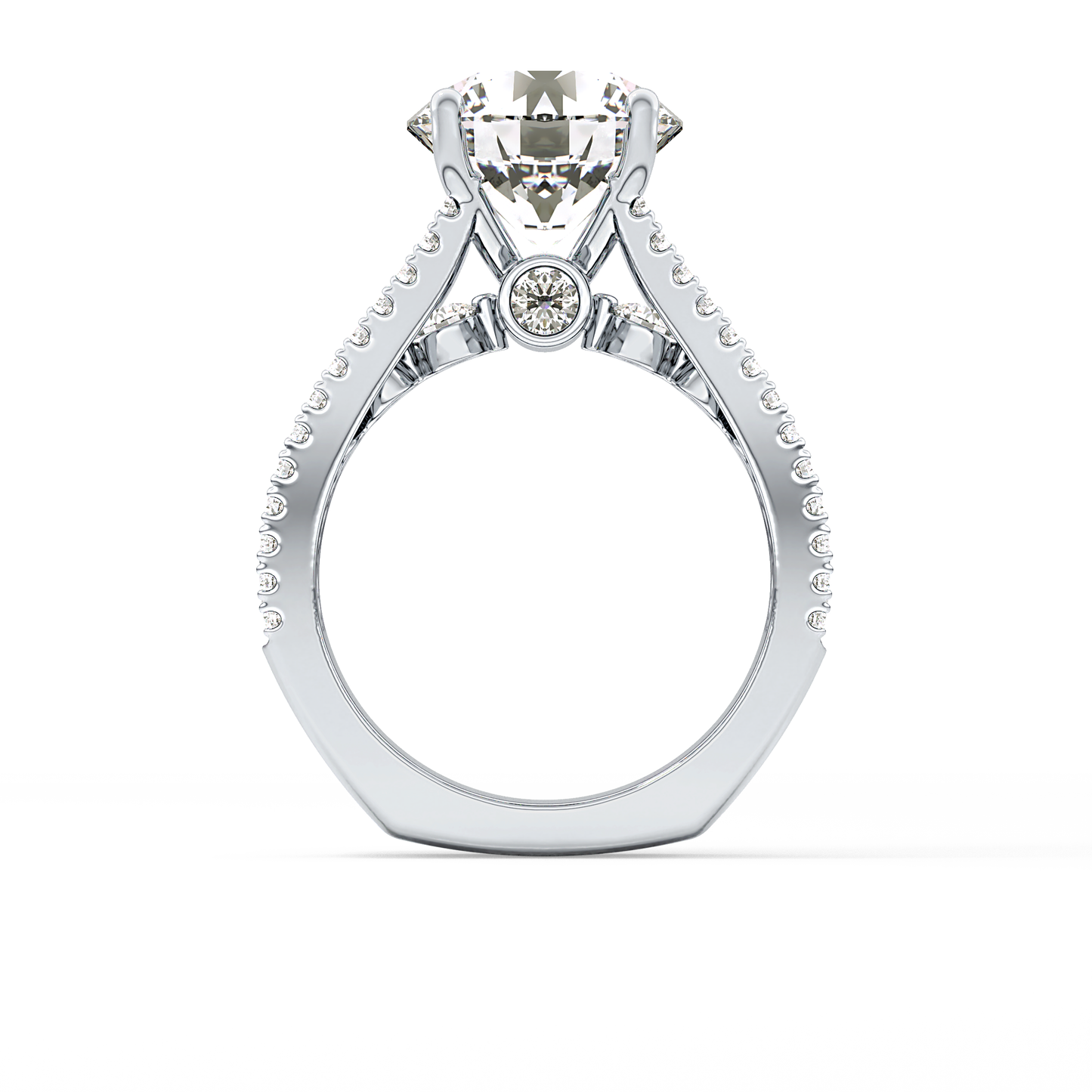 Round Split Shank & Pave Lab Grown Diamond Engagement Ring