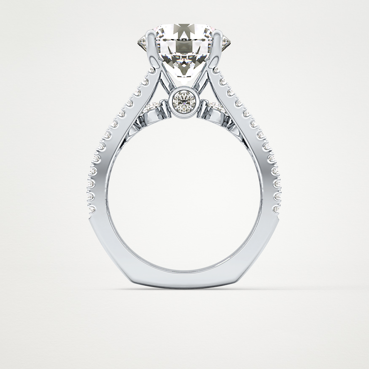 Round Split Shank & Pave Lab Grown Diamond Engagement Ring