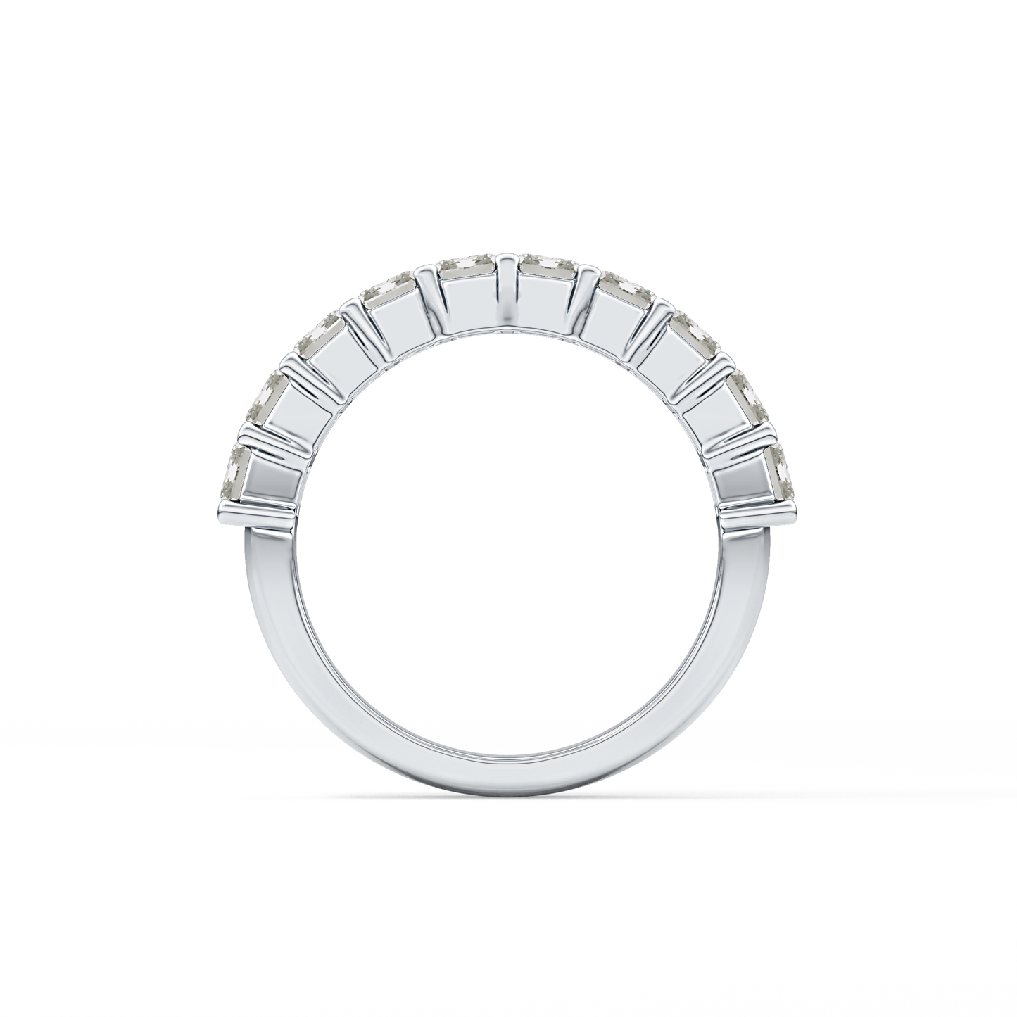 Half Eternity Wedding Band with 2.26 TCW Emerald Cut Moissanite – Yellow, White, or Rose Gold