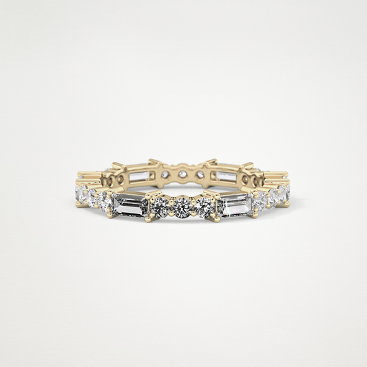 1.23 TCW Round & Baguette Lab Grown Diamond Wedding Band