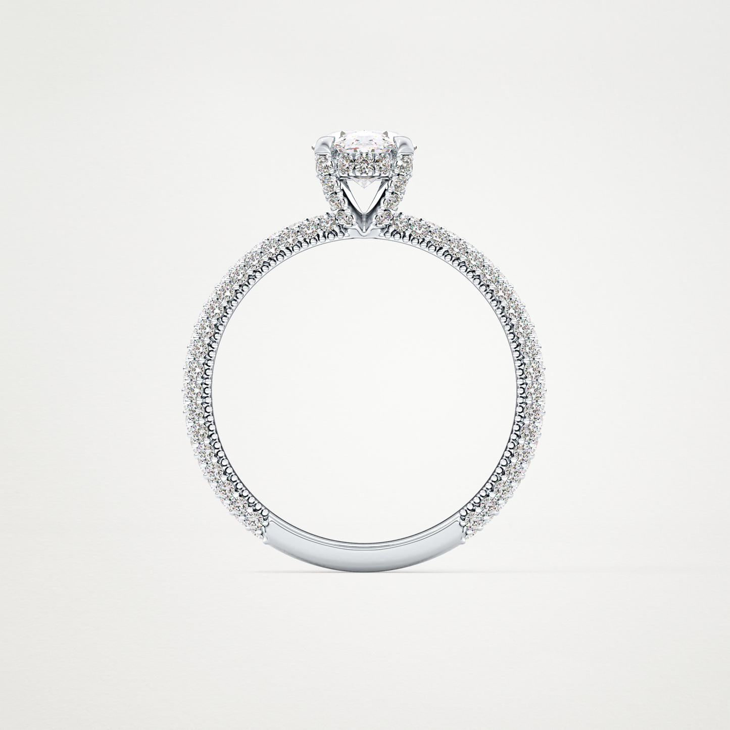 Oval Hidden Halo & Pave Lab Grown Diamond Engagement Ring