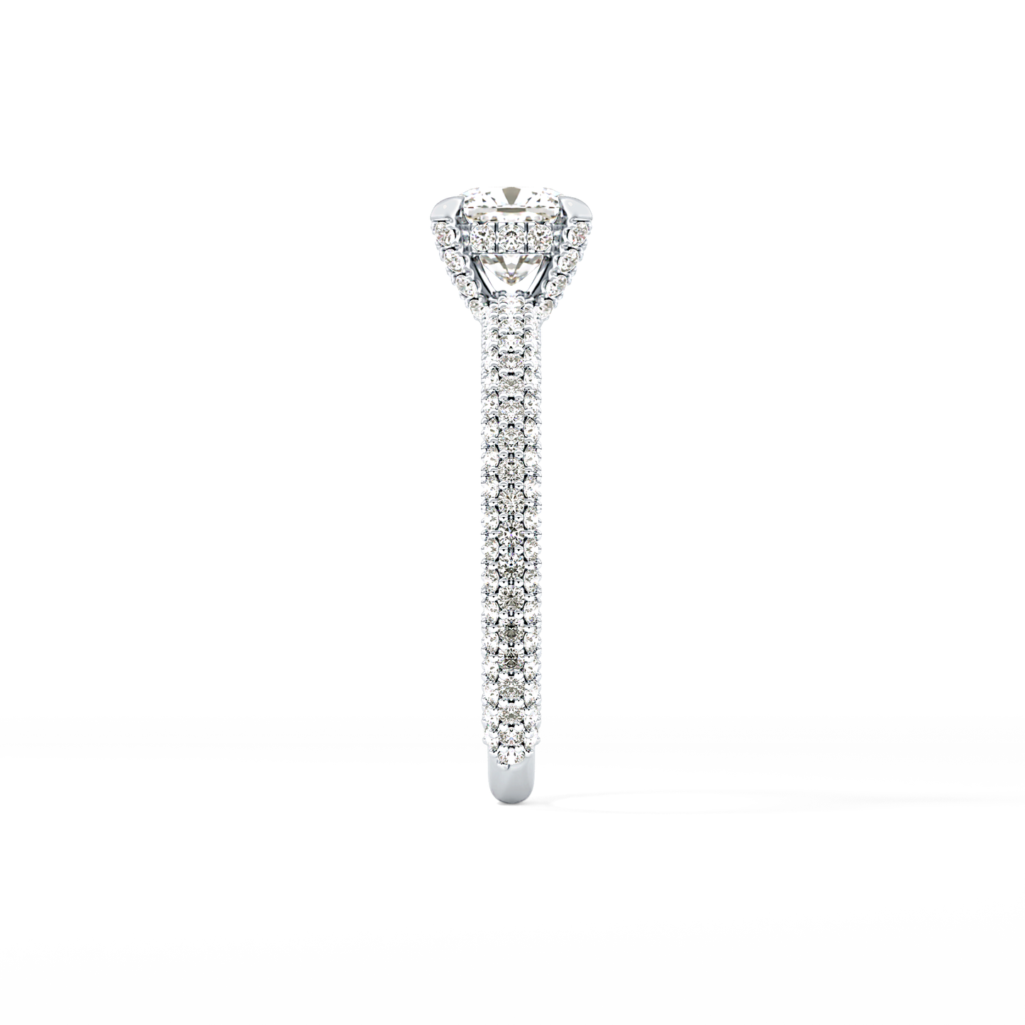 Cushion Hidden Halo & Pave Lab Grown Diamond Engagement Ring
