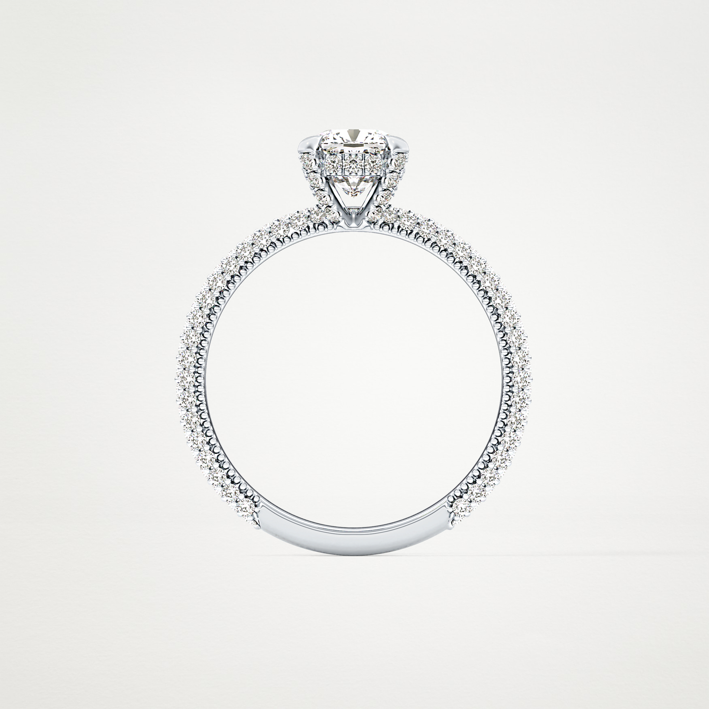 Cushion Hidden Halo & Pave Lab Grown Diamond Engagement Ring