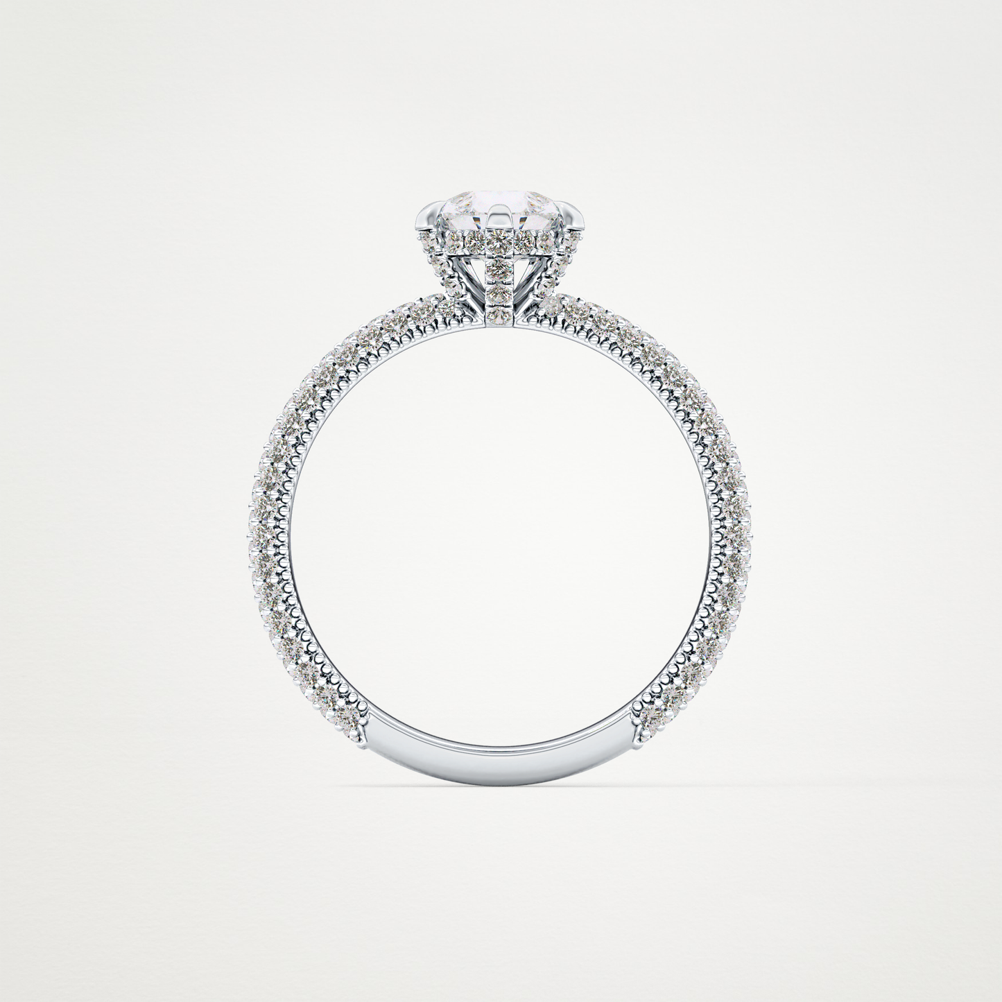 Pear Hidden Halo & Pave Lab Grown Diamond Engagement Ring
