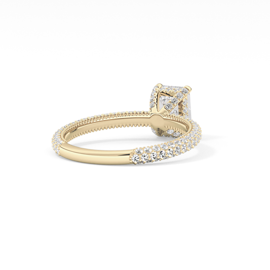 Emerald Hidden Halo & Pave Lab Grown Diamond Engagement Ring