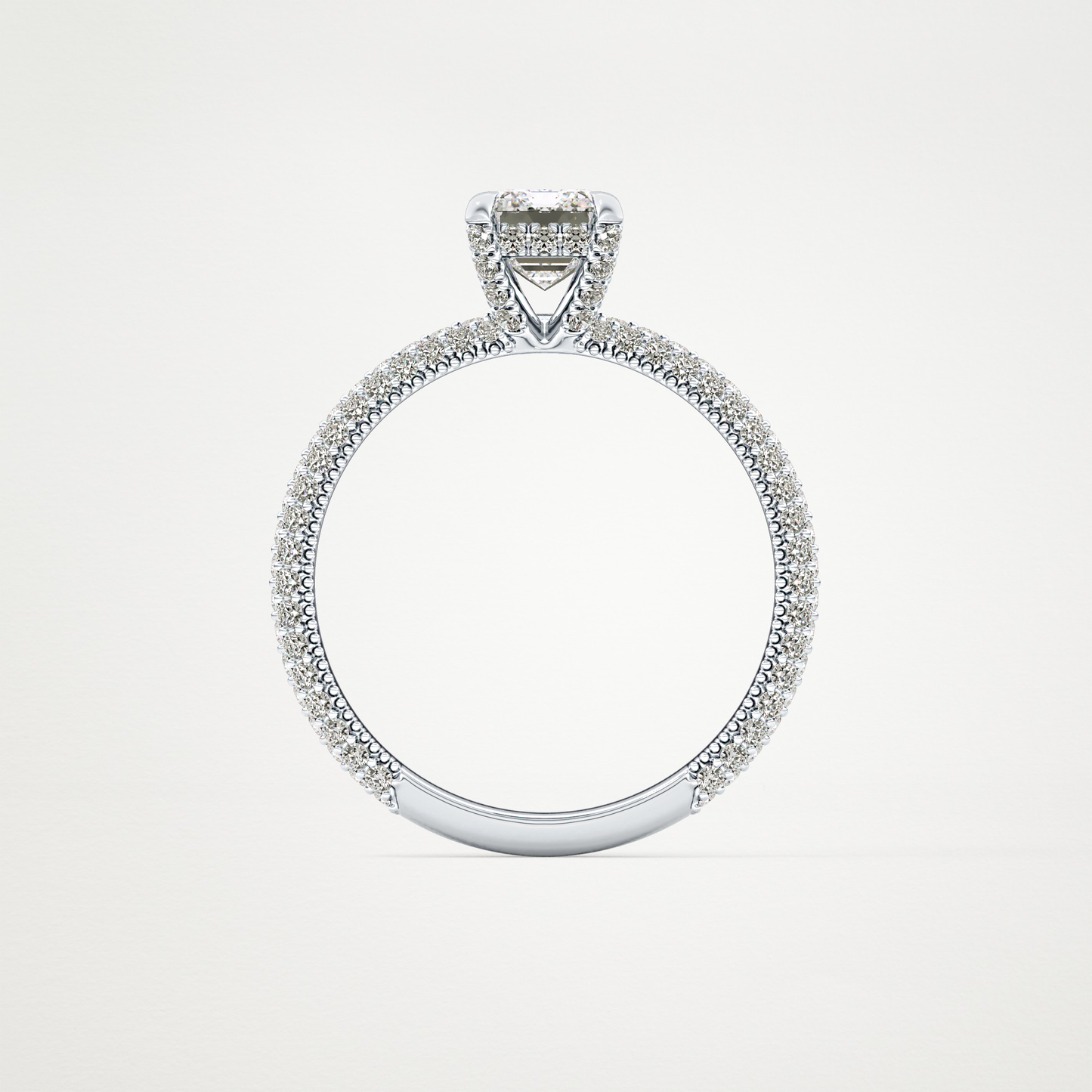 Emerald Hidden Halo & Pave Lab Grown Diamond Engagement Ring
