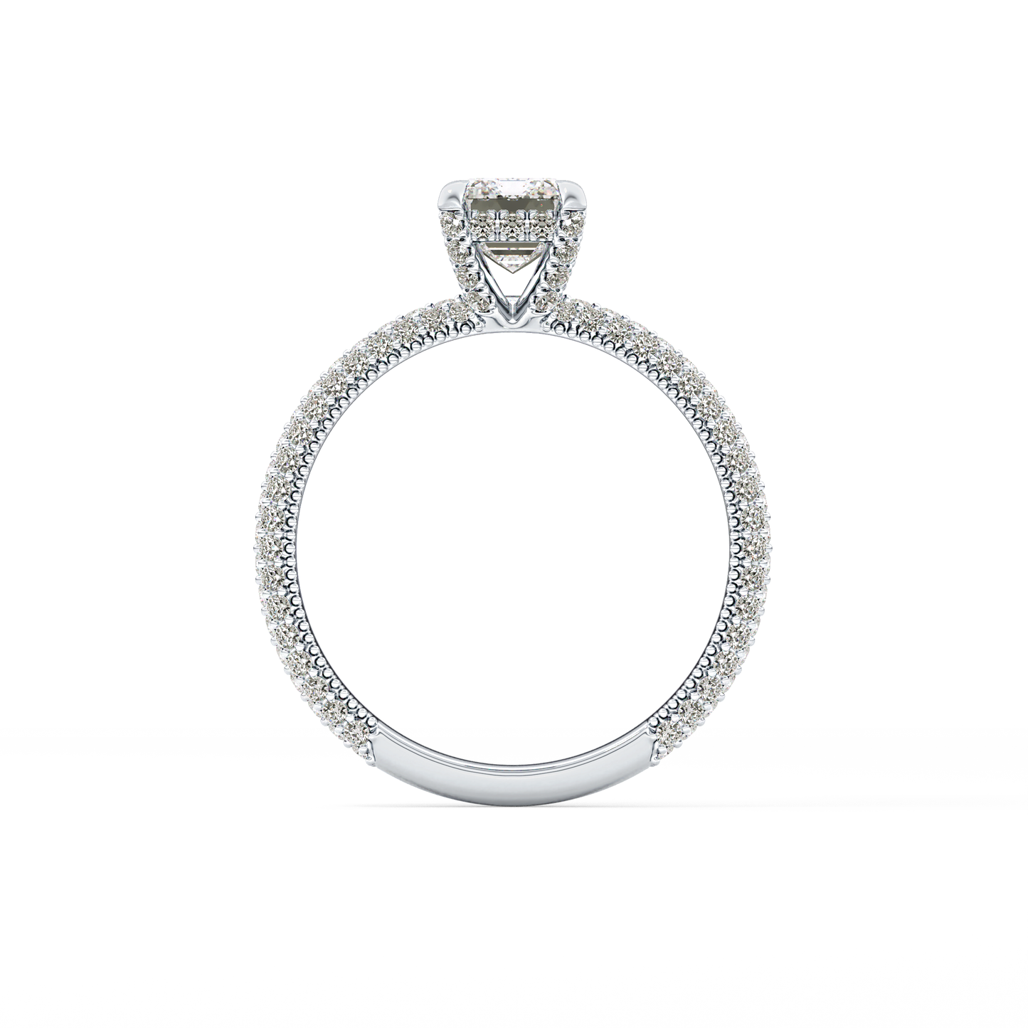 Emerald Hidden Halo & Pave Lab Grown Diamond Engagement Ring