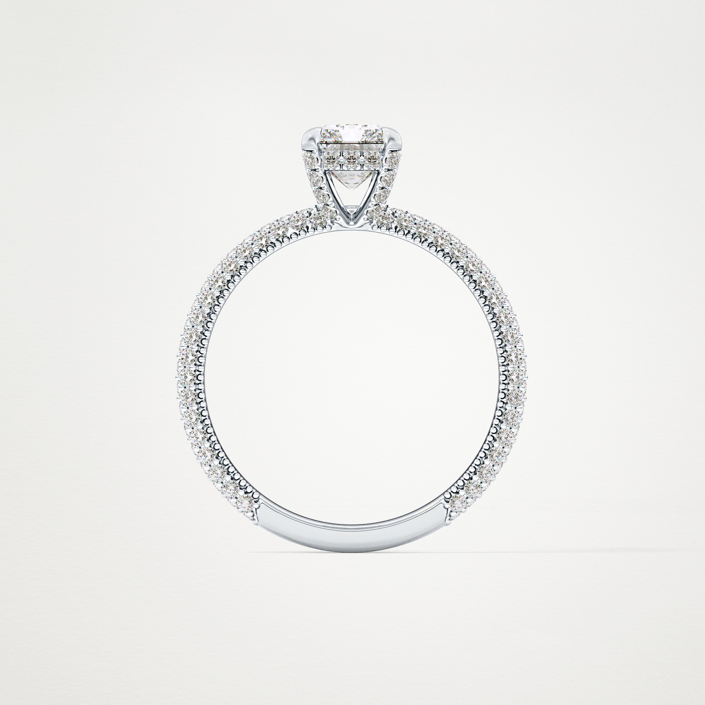 Radiant Hidden Halo & Pave Lab Grown Diamond Engagement Ring