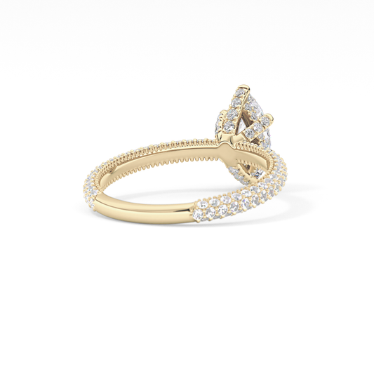 Marquise Hidden Halo & Pave Lab Grown Diamond Engagement Ring