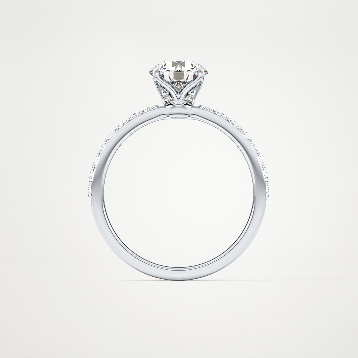 Round Pave Lab Grown Diamond Engagement Ring