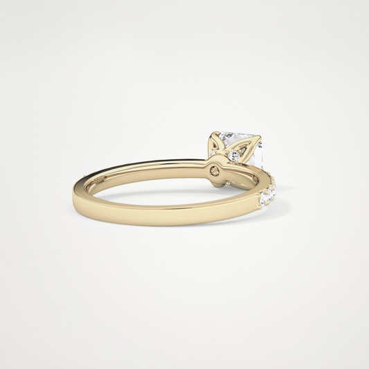 Asscher Pave Lab Grown Diamond Engagement Ring