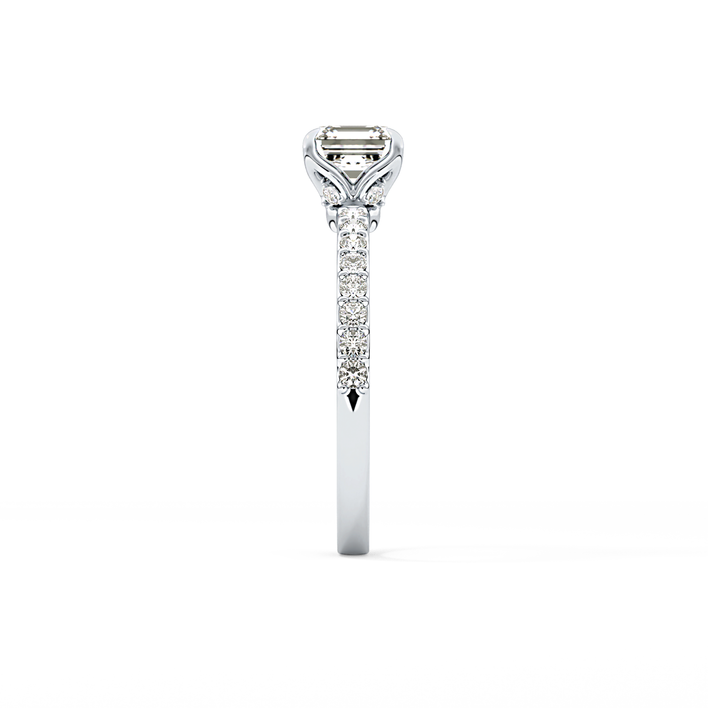 Asscher Pave Lab Grown Diamond Engagement Ring