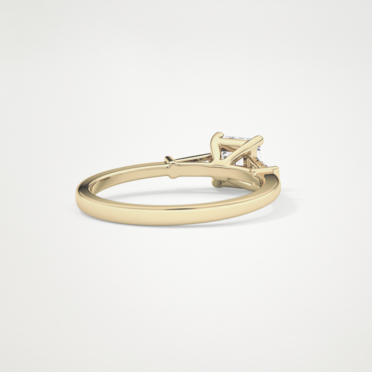 Asscher Three Stone Lab Grown Diamond Engagement Ring