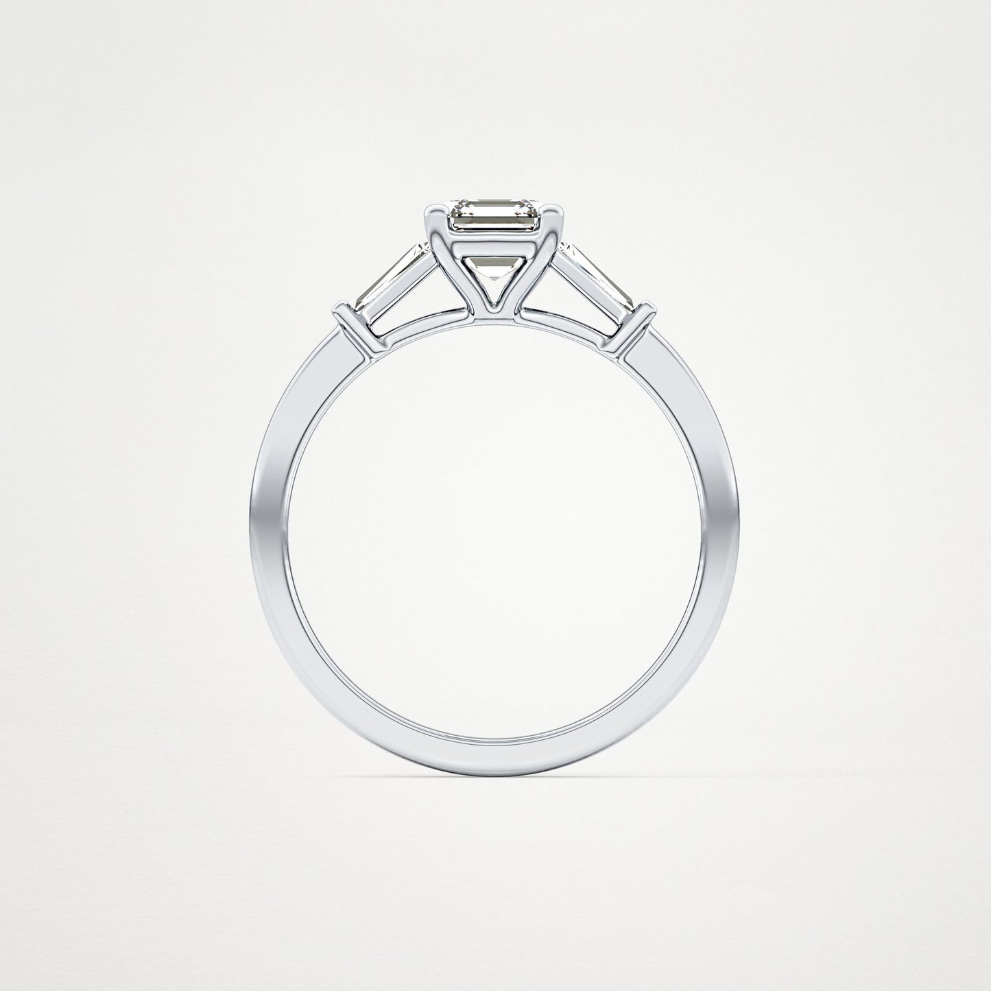 Asscher Three Stone Lab Grown Diamond Engagement Ring