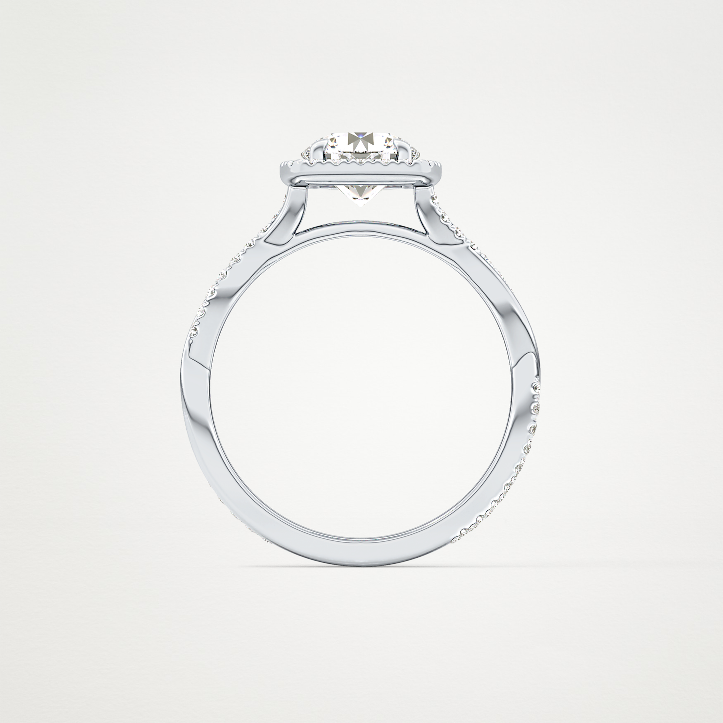 Round Halo & Pave Lab Grown Diamond Engagement Ring