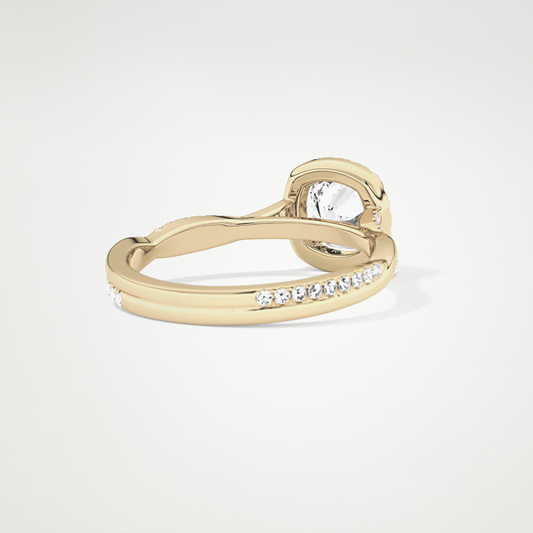 Cushion Twisted Shank, Halo and Pave Lab Grown Diamond Engagement Ring