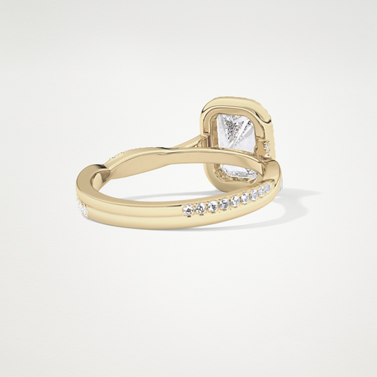 Princess Twisted Shank, Halo and Pave Lab Grown Diamond Engagement Ring