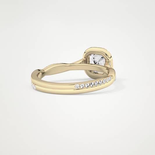 Asscher Twisted Shank, Halo and Pave Lab Grown Diamond Engagement Ring
