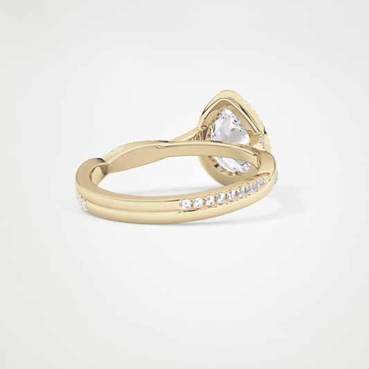 Pear Twisted Shank, Halo and Pave Lab Grown Diamond Engagement Ring