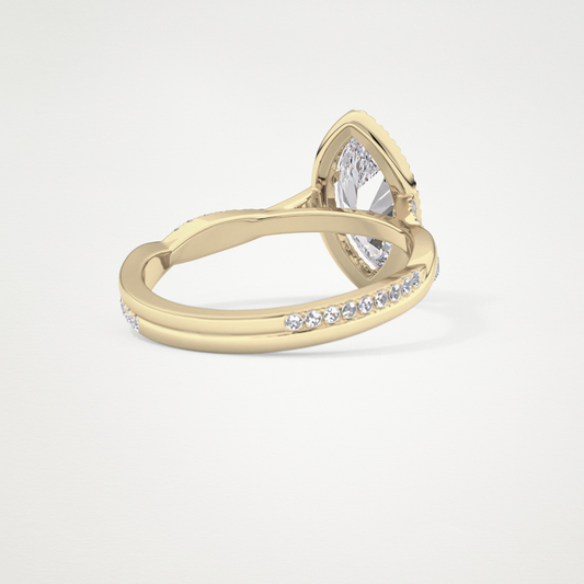 Marquise Twisted Shank, Halo and Pave Lab Grown Diamond Engagement Ring