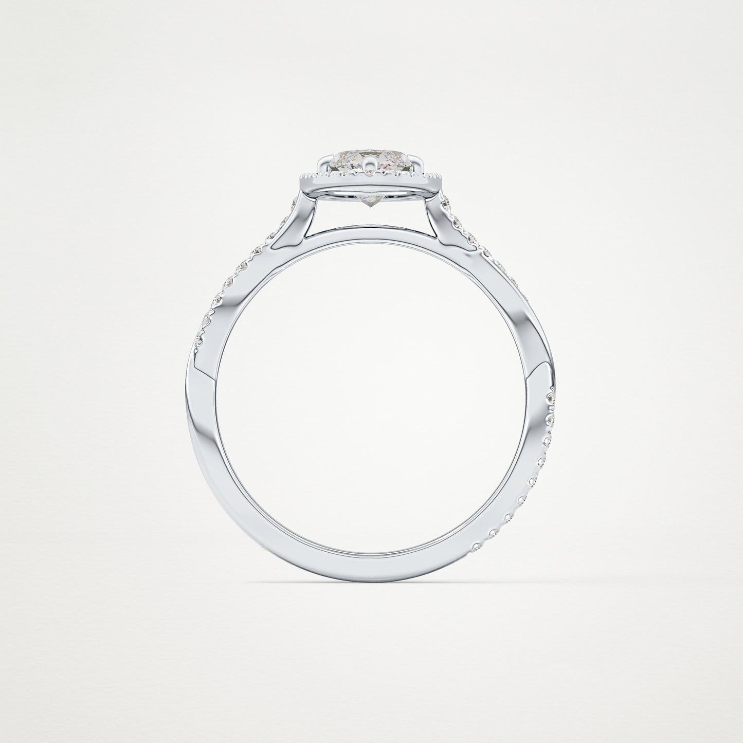 Marquise Twisted Shank, Halo and Pave Lab Grown Diamond Engagement Ring