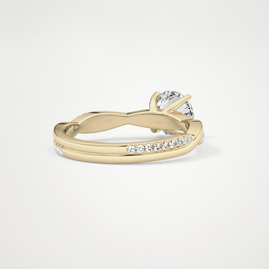 Round Criss Cross Pave Lab Grown Diamond Engagement Ring