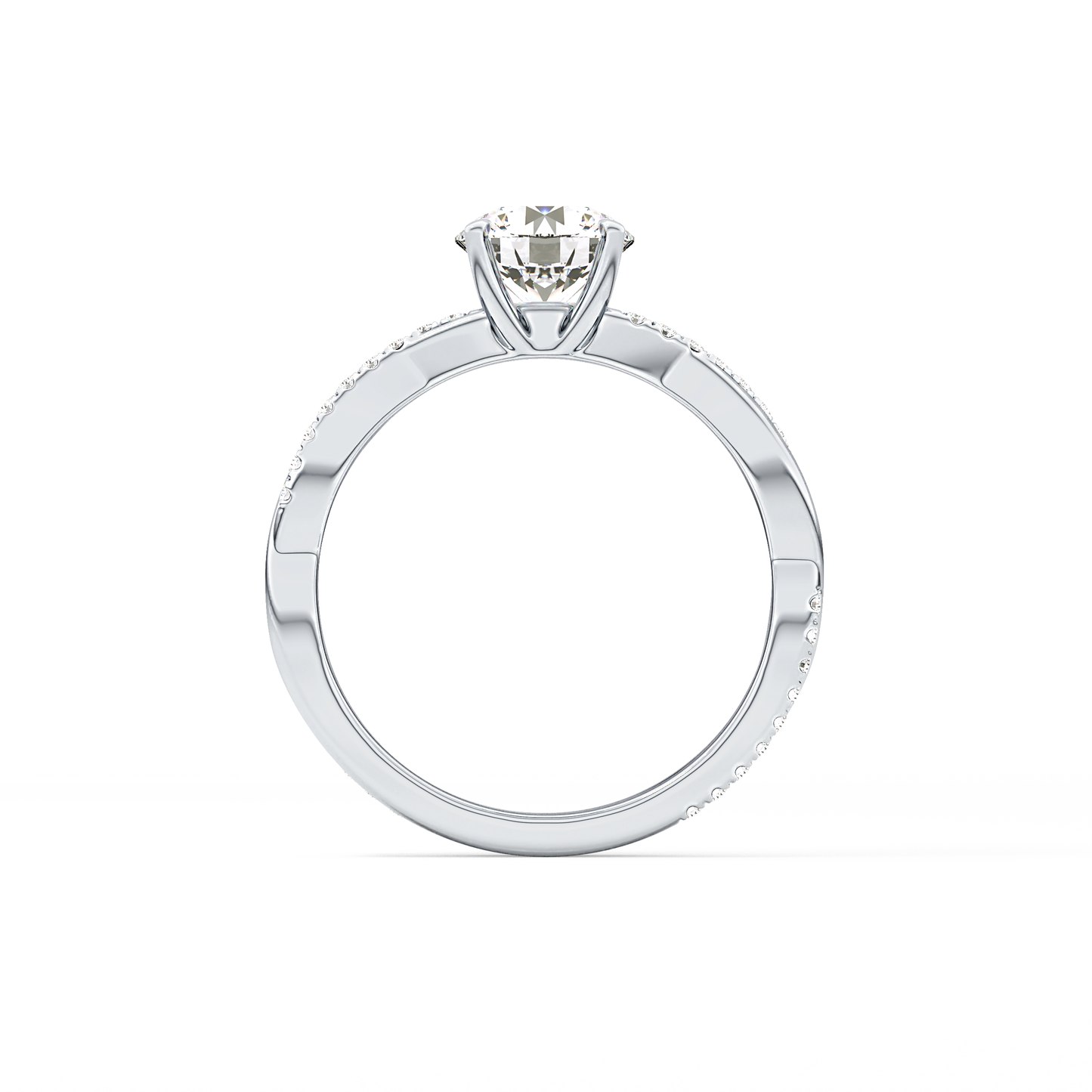 Round Criss Cross Pave Lab Grown Diamond Engagement Ring