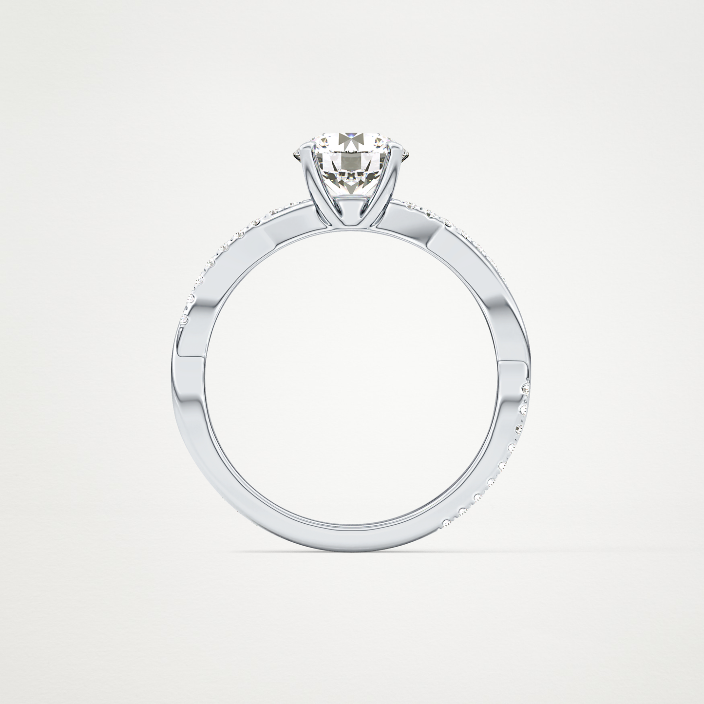 Round Criss Cross Pave Lab Grown Diamond Engagement Ring
