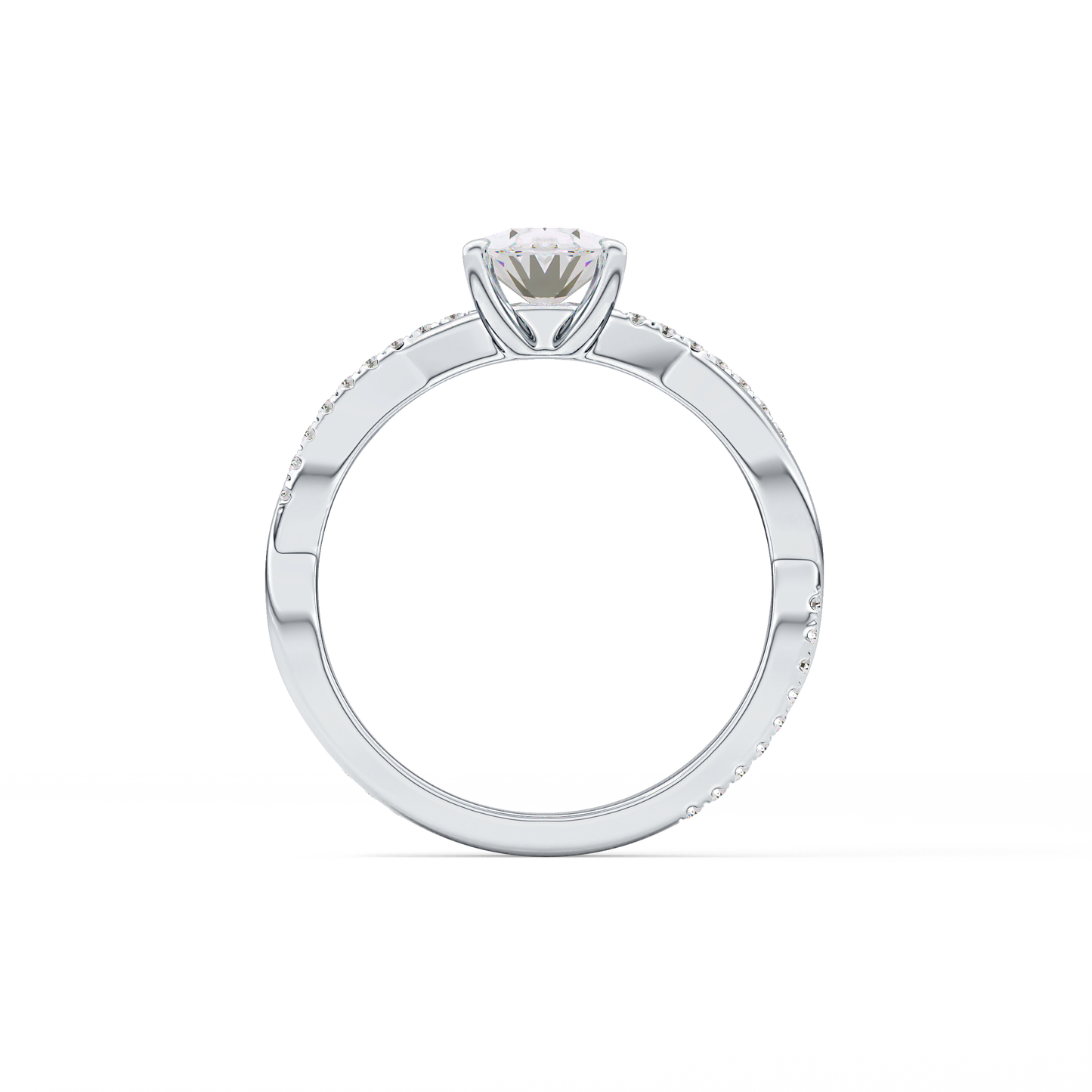 Oval Criss Cross Pave Lab Grown Diamond Engagement Ring