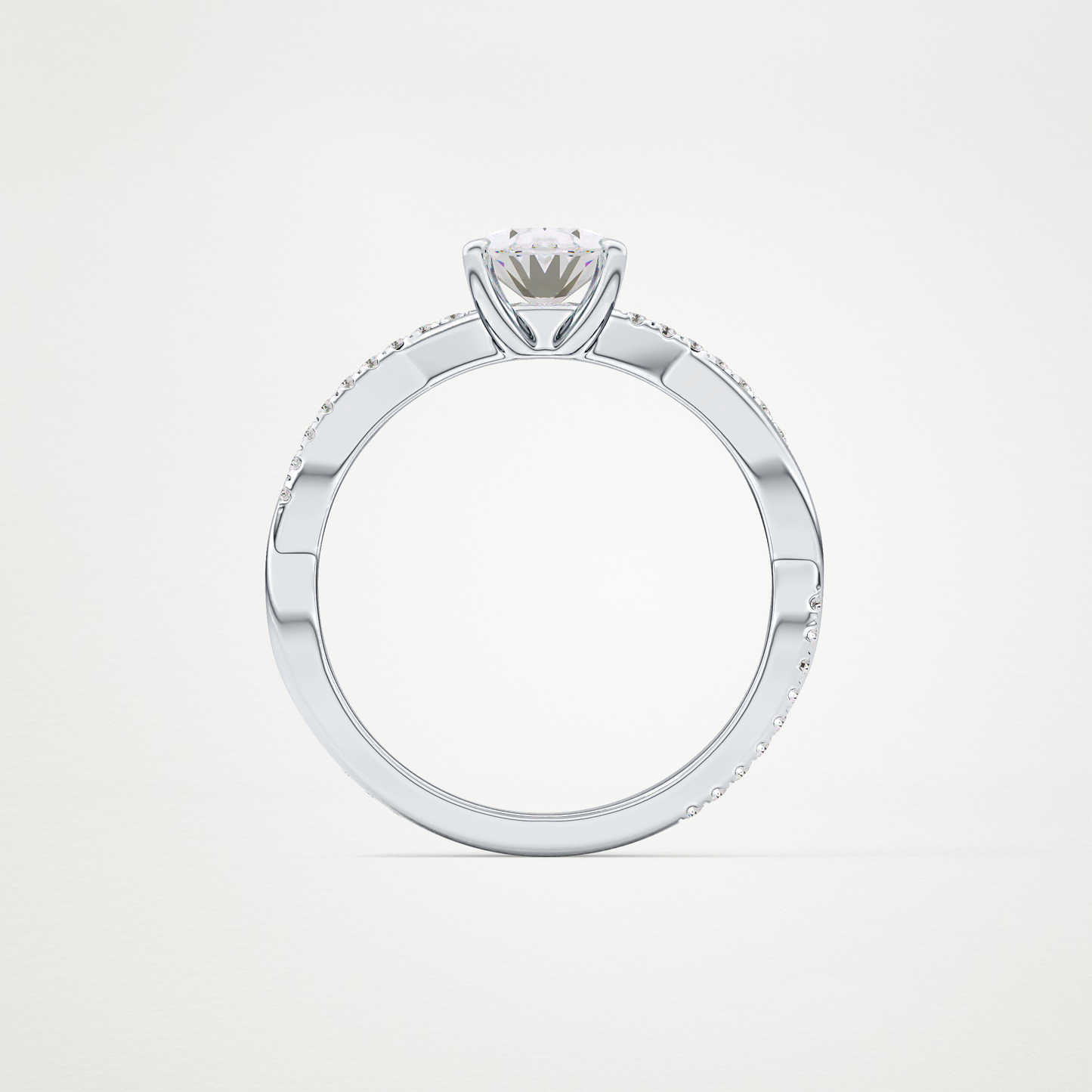 Oval Criss Cross Pave Lab Grown Diamond Engagement Ring