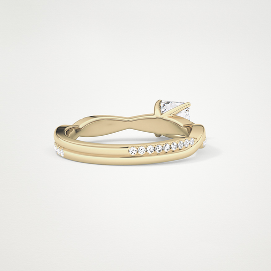 Asscher Pave Lab Grown Diamond Engagement Ring