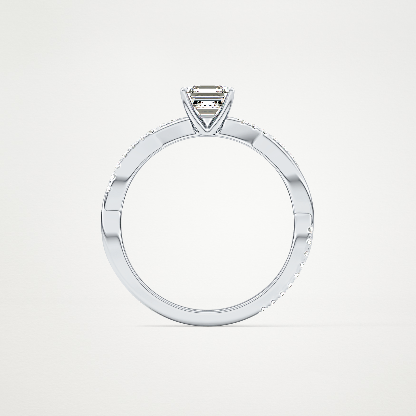 Asscher Pave Lab Grown Diamond Engagement Ring