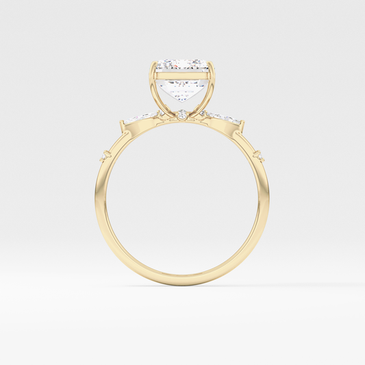 Emerald Solitaire Lab Grown Diamond Engagement Ring