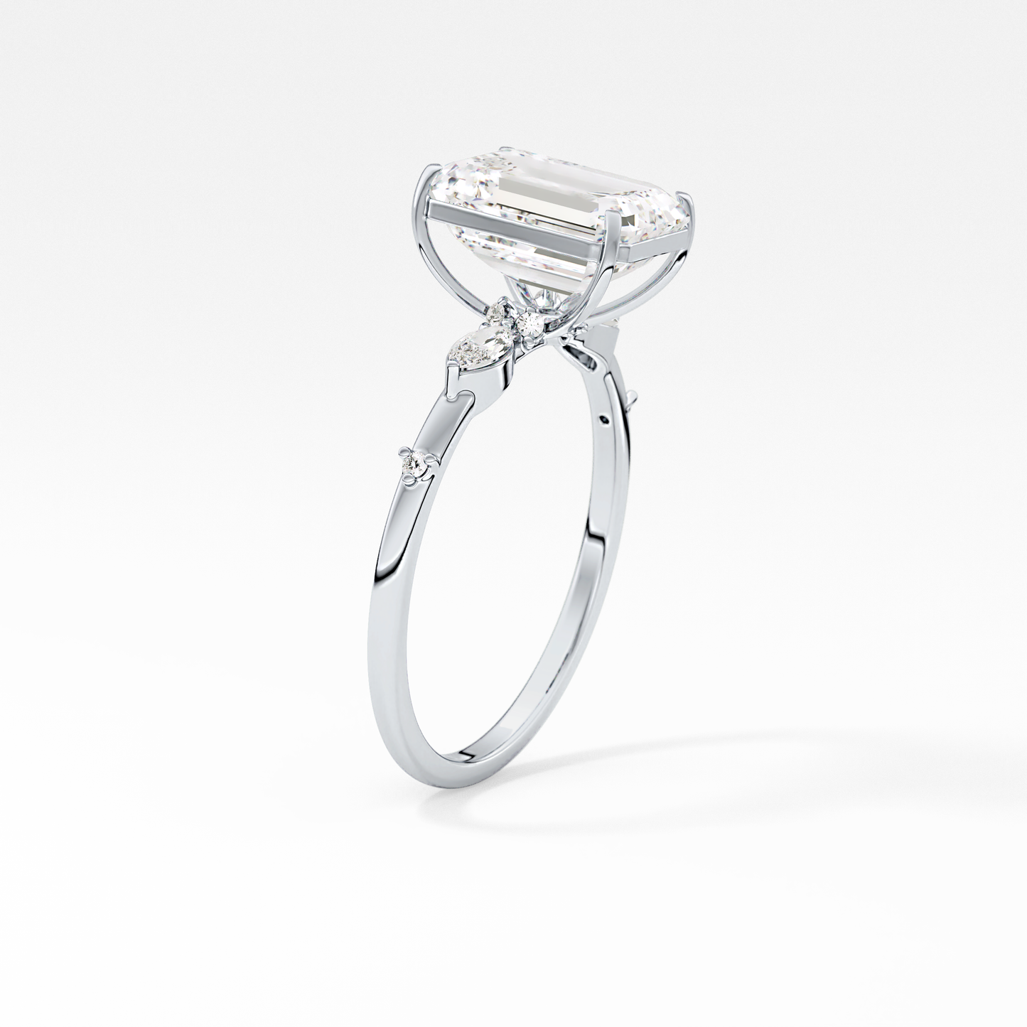 Emerald Solitaire Lab Grown Diamond Engagement Ring