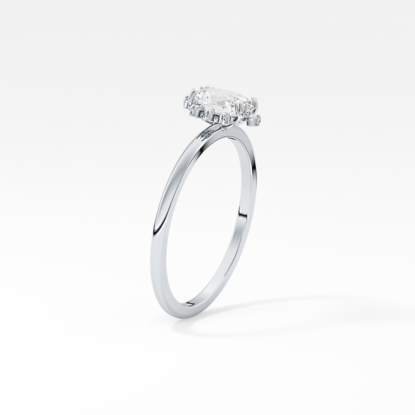 Emerald Solitaire Lab Grown Diamond Engagement Ring
