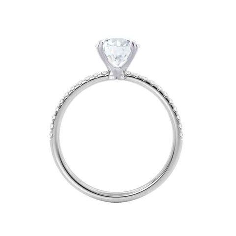 0.90 CT Oval Shaped Moissanite Solitaire Pave Setting Engagement Ring 4 0.90 CT Oval Shaped Moissanite Solitaire Pave Setting Engagement Ring 4