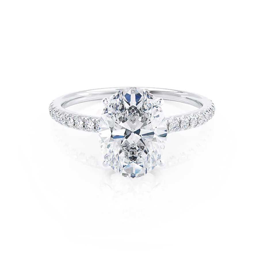 0.90 CT Oval Shaped Moissanite Solitaire Pave Setting Engagement Ring 5 0.90 CT Oval Shaped Moissanite Solitaire Pave Setting Engagement Ring 5